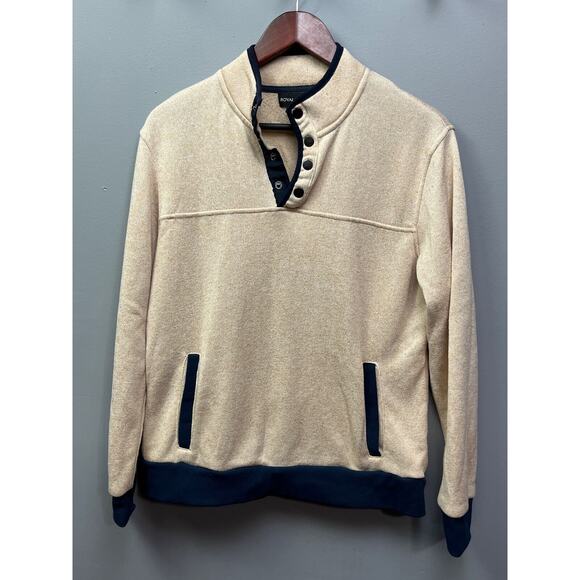 Royal Class Pullover Sweater Womens Medium Oatmeal/Navy 1/4 snap - Picture 1 of 6